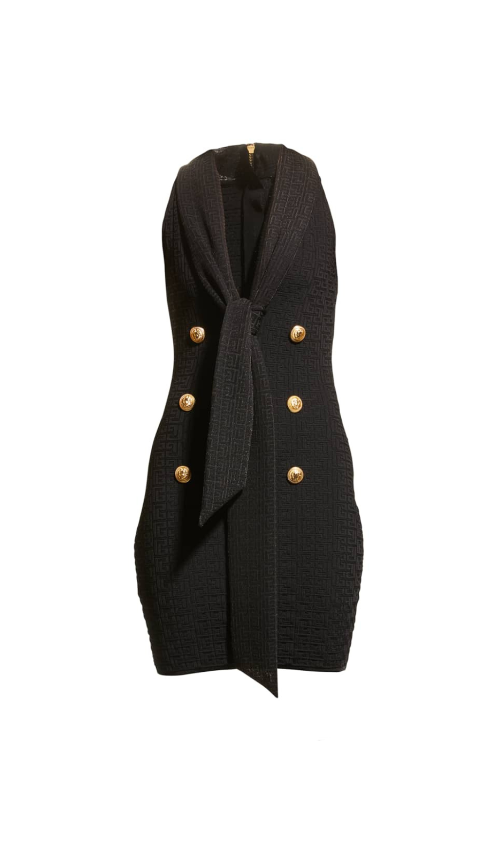 EVELYN JACQUARD-MINIKLEID MIT SCHALKRAGEN UND MONOGRAMM IN SCHWARZ