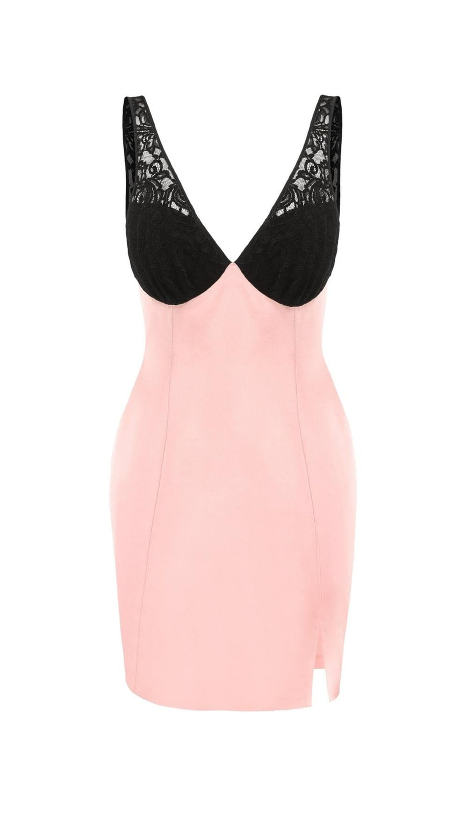 LACE PINK PATCHWORK MINI DRESS