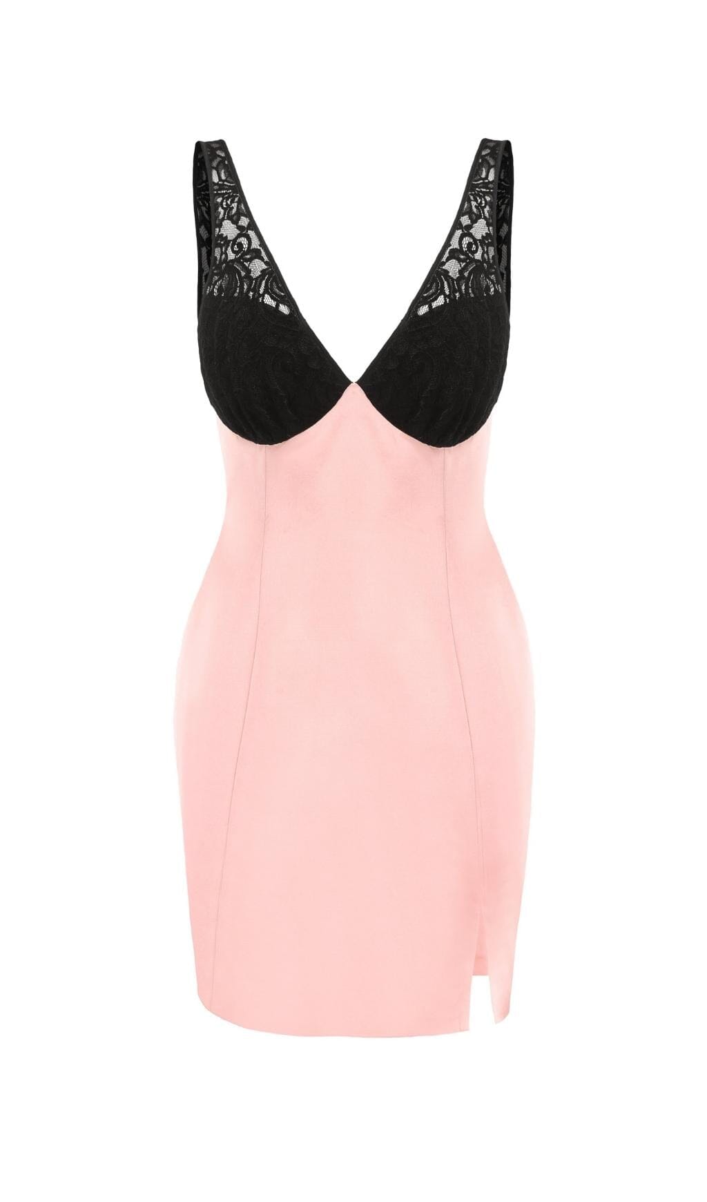 LACE PINK PATCHWORK MINI DRESS