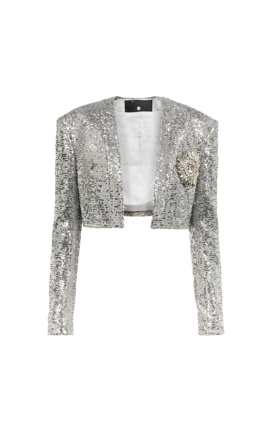 TAMMY CROPPED SEQUINED BLAZER IN SLIVER