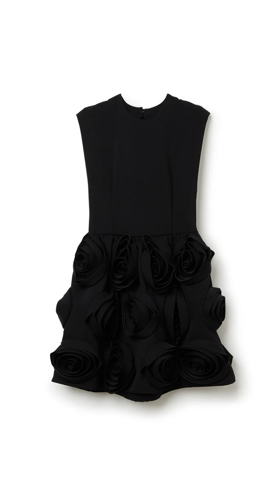 XAVIERA ROSE APPLIQUE MINI DRESS IN BLACK