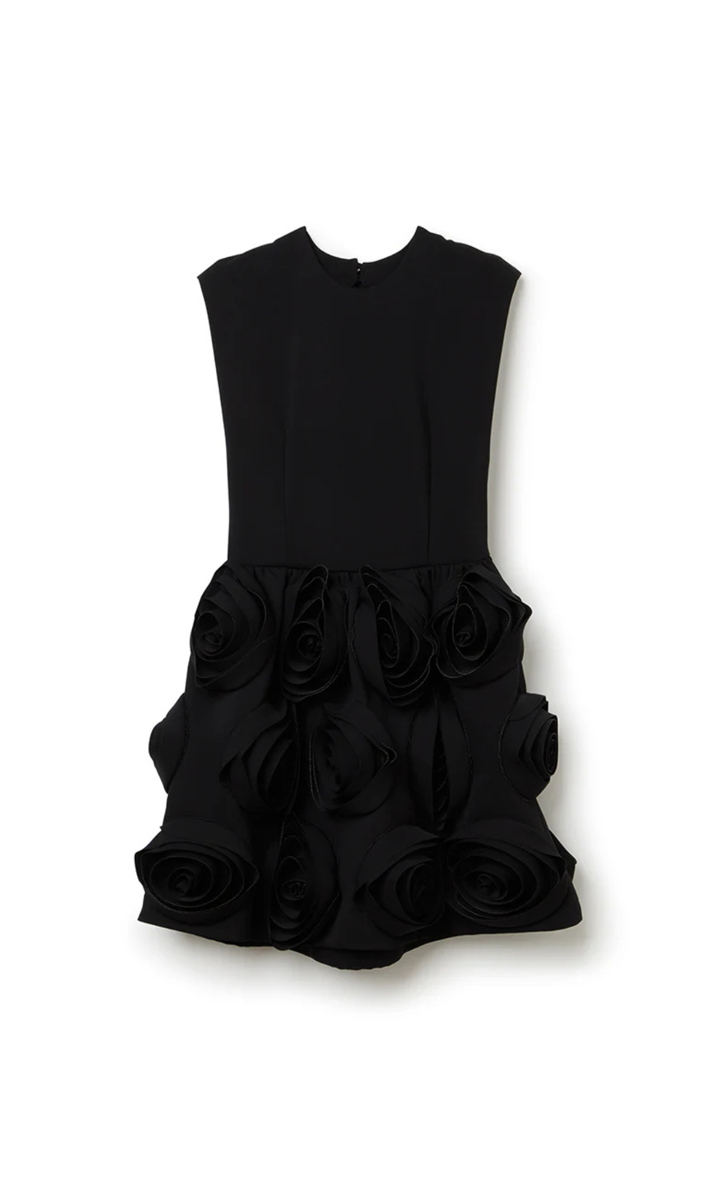 XAVIERA ROSE APPLIQUE MINI DRESS IN BLACK