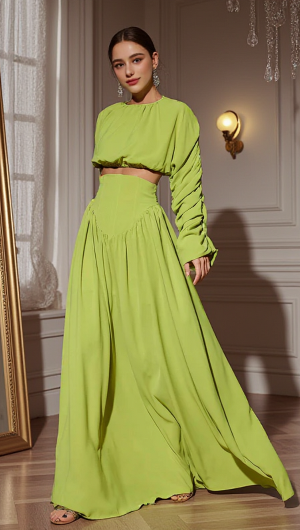 AIIZIE MOKGADI LONG SLEEVE RUCHED SKIRT SET - product image