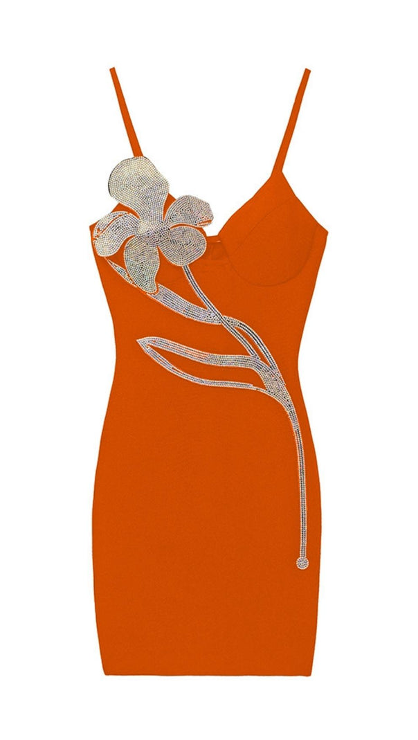 Crystal Flower Bandage Mini Dress