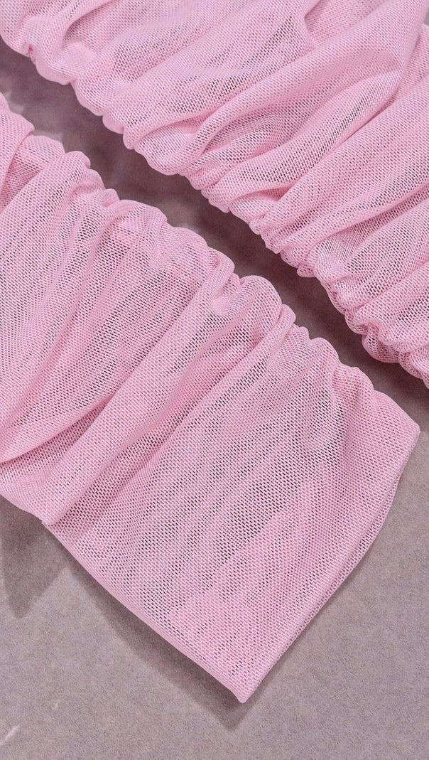 AIIZIE PINK STRAPLESS RUCHED MINI DRESS - product image