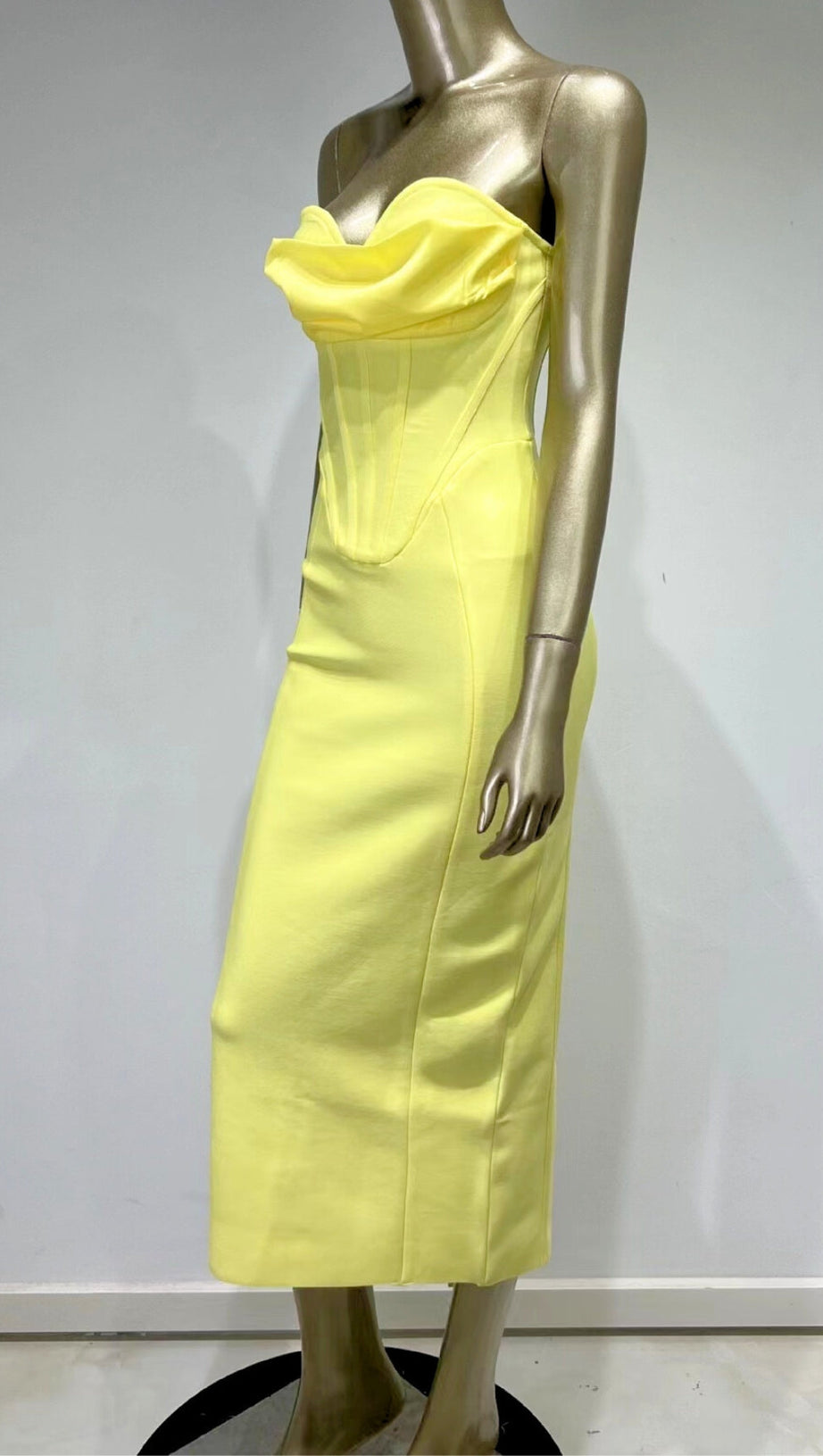 PATCHWORK STRAPLESS BANDAGE DRESS