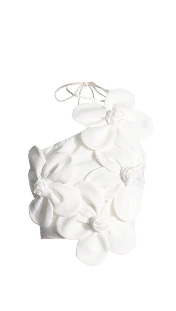 AIIZIE WHITE ANDIA FLOWER EMBELLISHED CROP TOP - product image