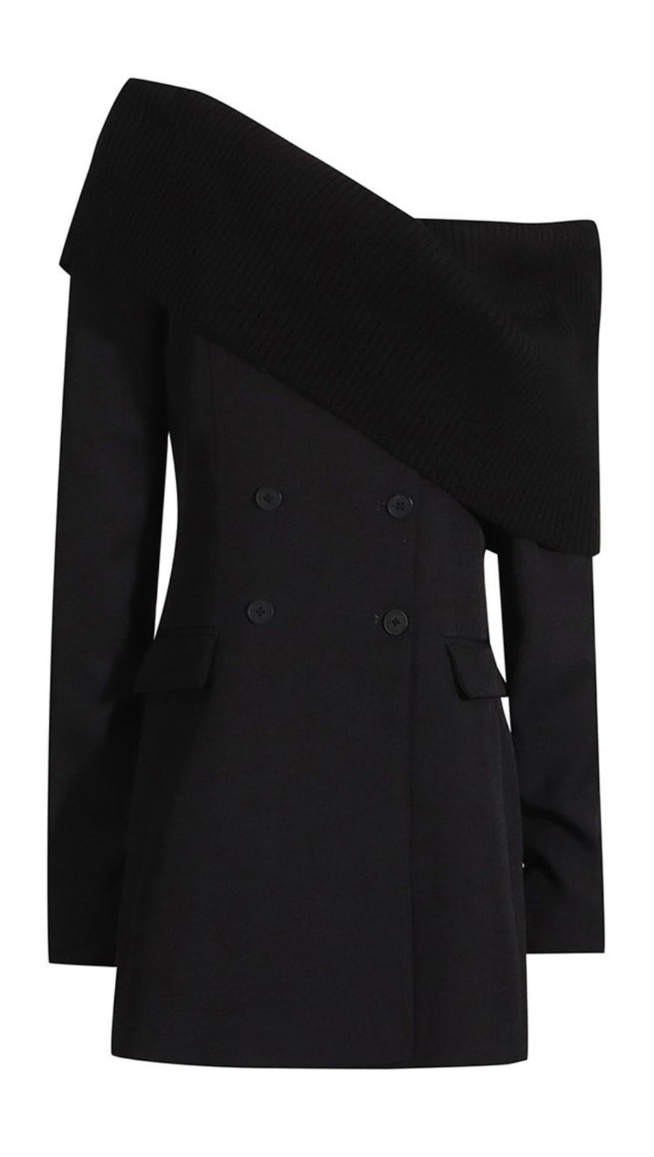 MATTIE ONE SHOULDER KNIT COLLAR MINI DRESS