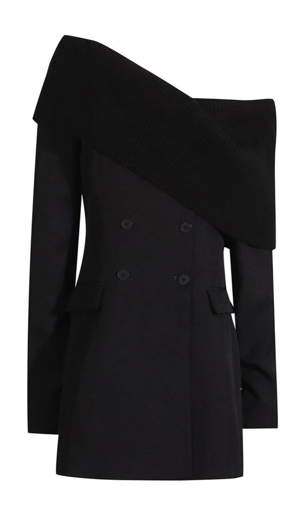 Mattie Minikleid mit One-Shoulder-Träger und Strickkragen