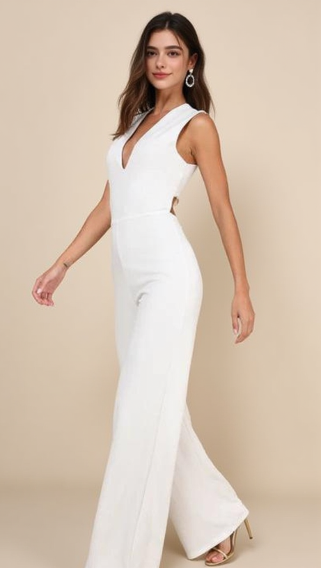 Weißer rückenfreier Jumpsuit „Thinking Out Loud“