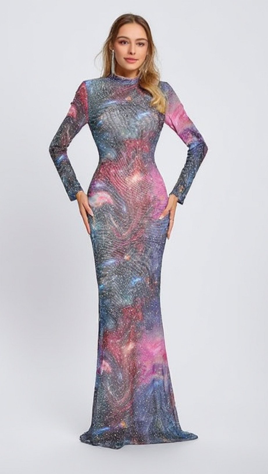 PRINTED HOT DRILL MAXI DRESS