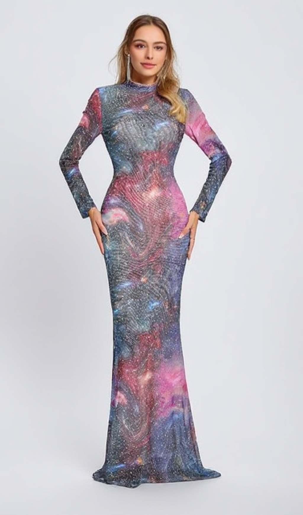 PRINTED HOT DRILL MAXI DRESS