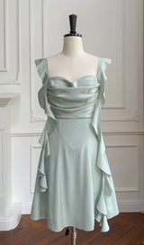 SAGE GREEN SATIN MINI DRESS