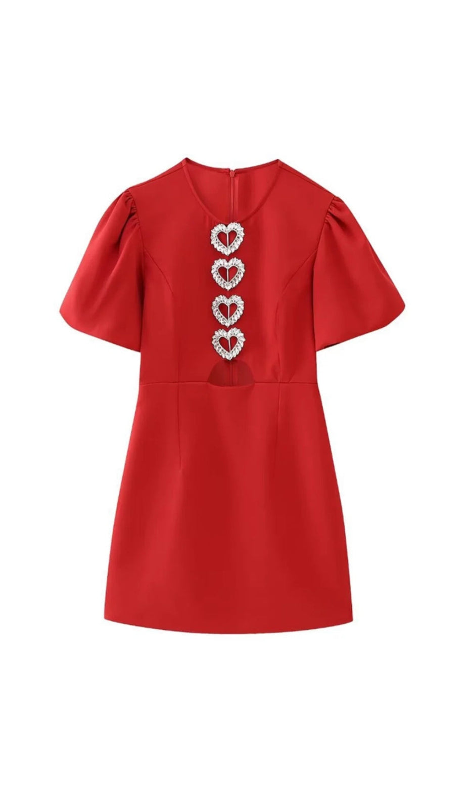 Herzförmiges Crêpe-Minikleid mit Cut-outs in Rot