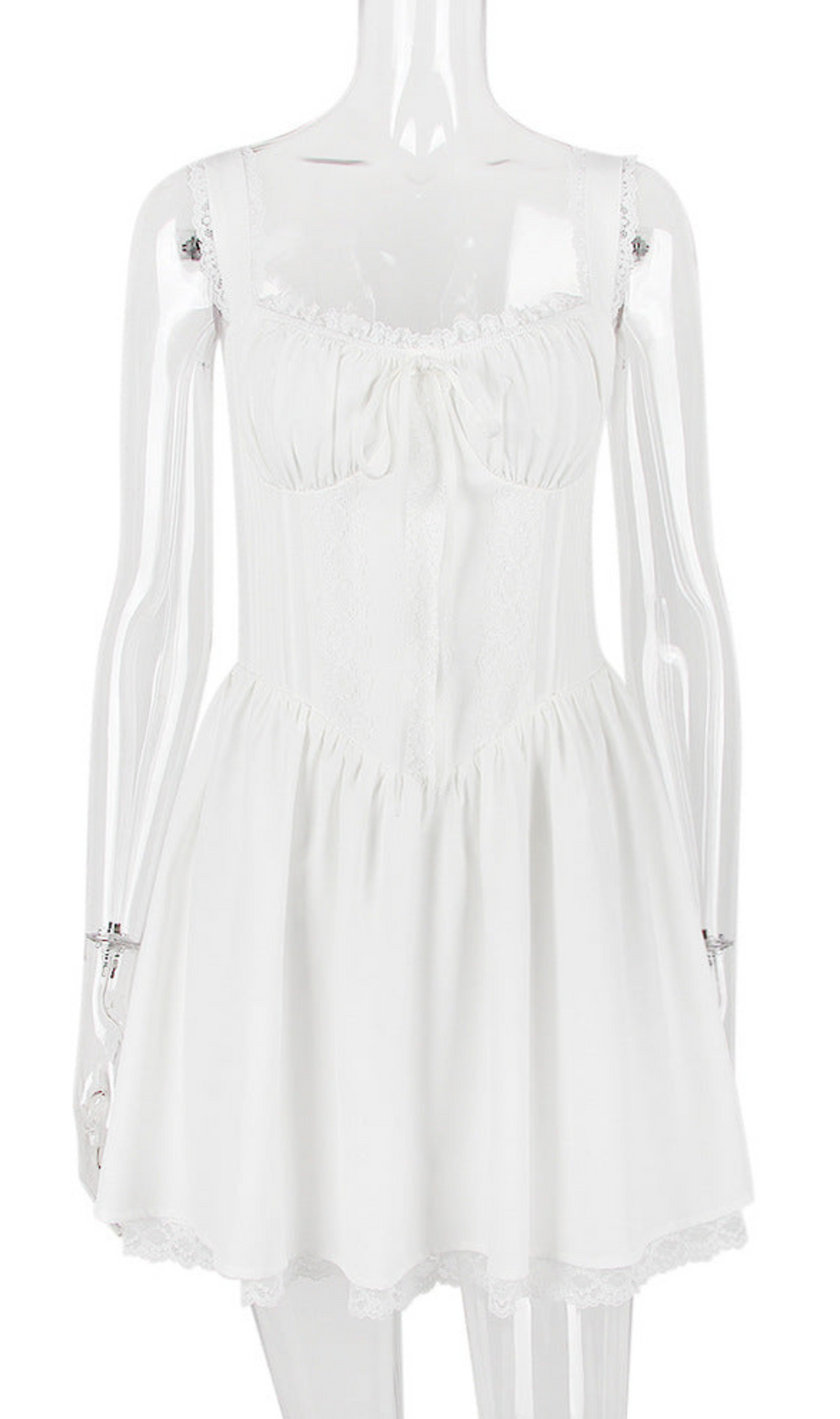 SPITZENKORSETT-MINIKLEID IN WEISS 