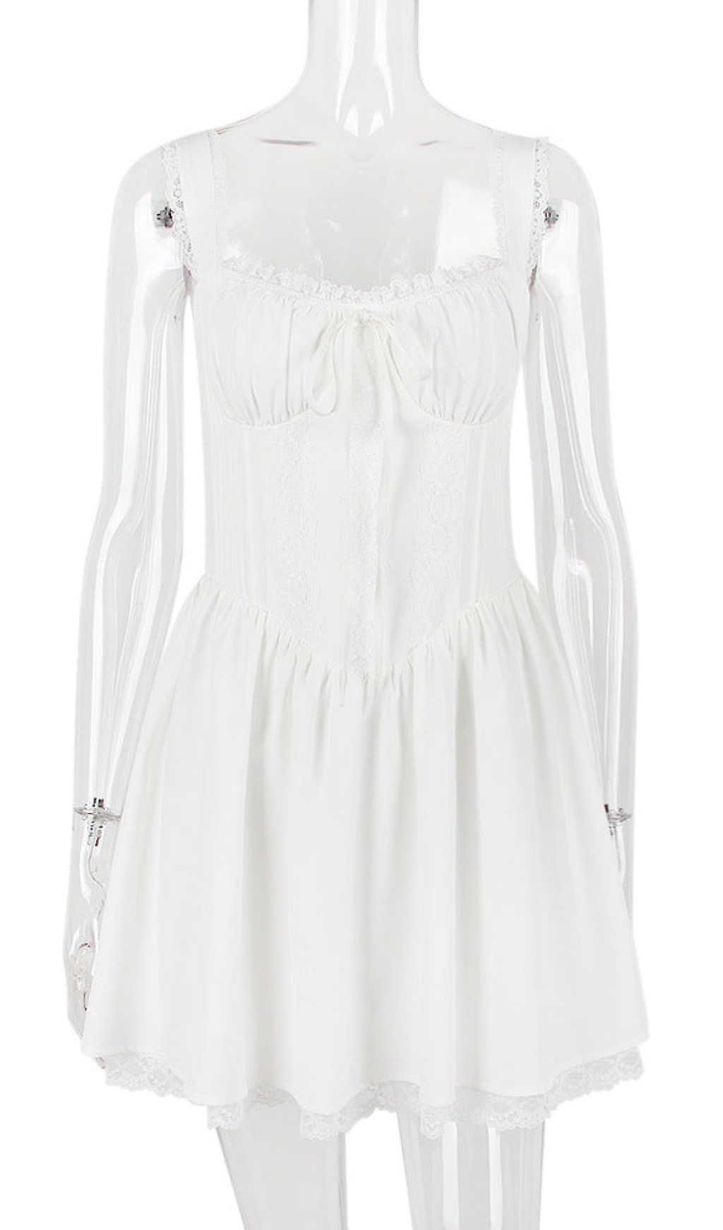 LACE CORSET MINI DRESS IN WHITE