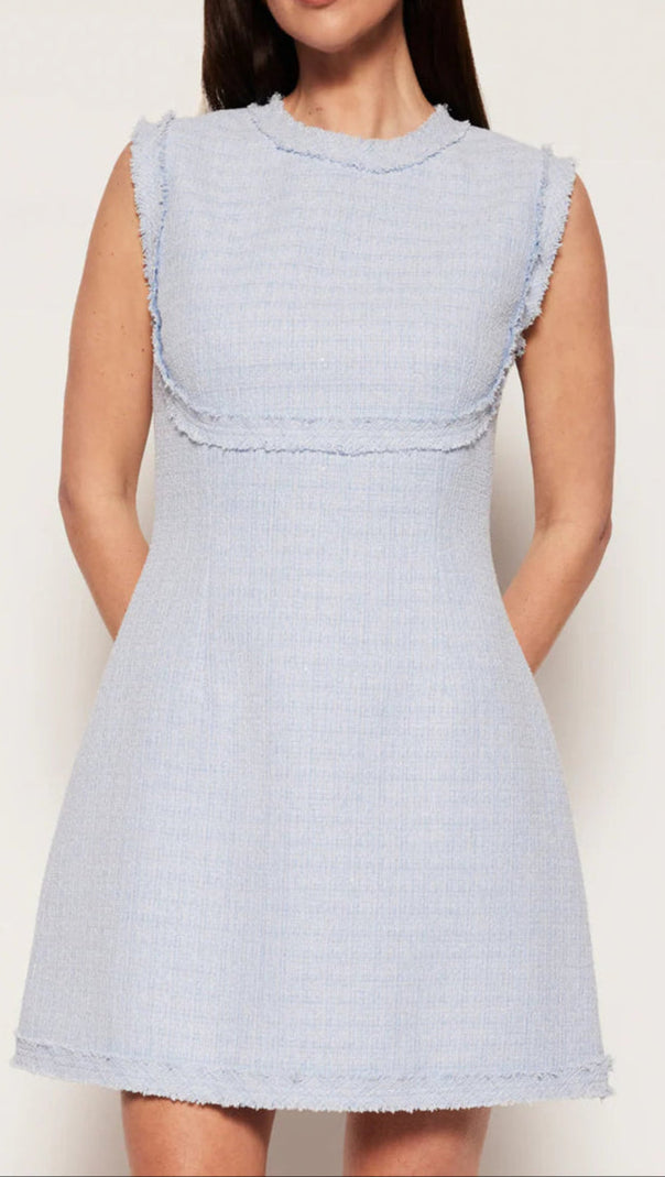 AIIZIE TWEED SLEEVELESS MINI DRESS IN BLUE - product image