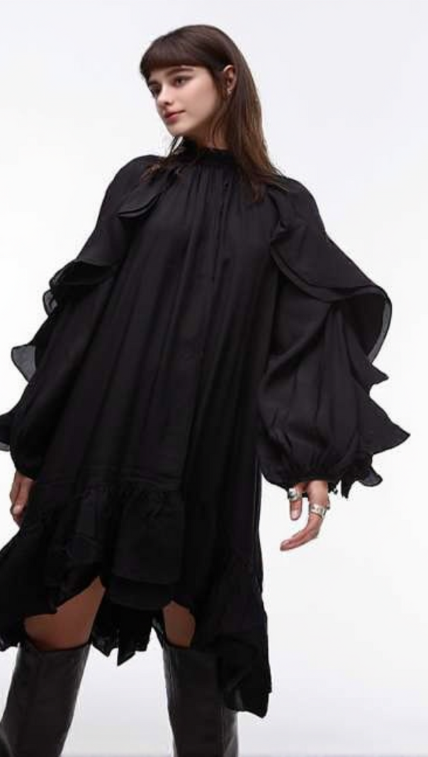 AIIZIE ALANI RUFFLED EMBELLISHED MINI DRESS IN BLACK - product image
