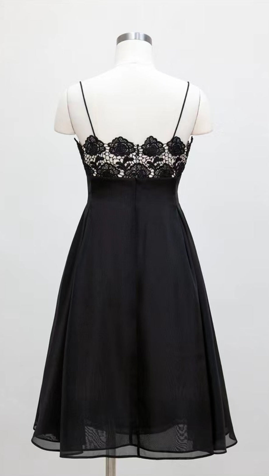 BLACK LACE CAMISOLE MIDI DRESS