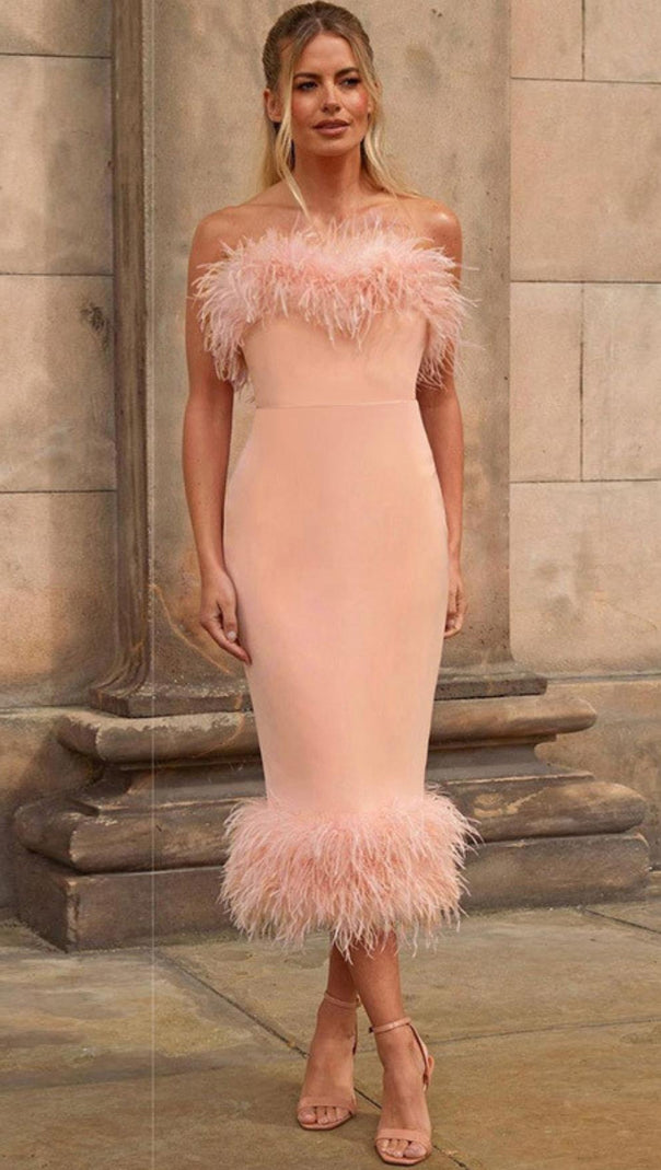 FEATHER BODYCON MIDIKLEID