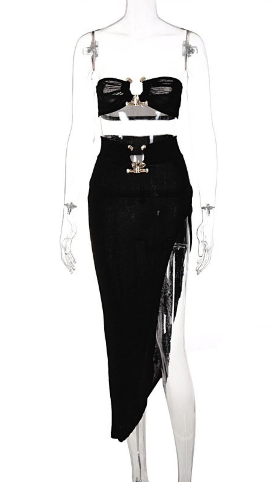 STRAPLESS TOP MAXI DRESS TWO PIECE SUIT