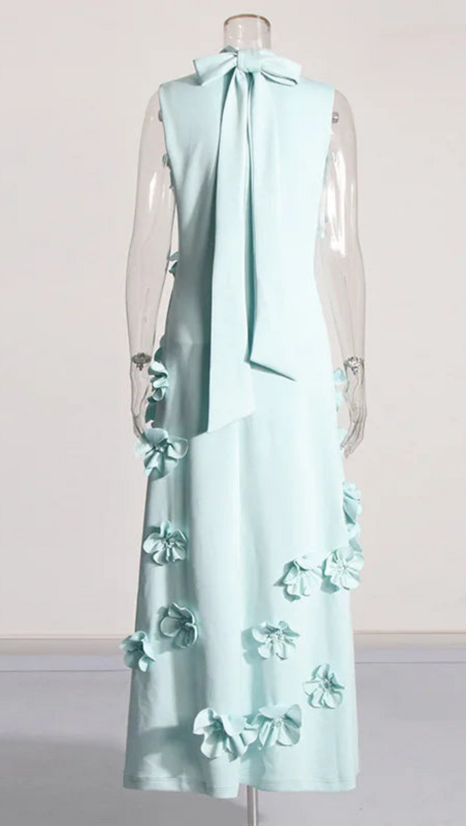 ANNONA GREEN FLOWER EMBELLISHED MAXI DRESS