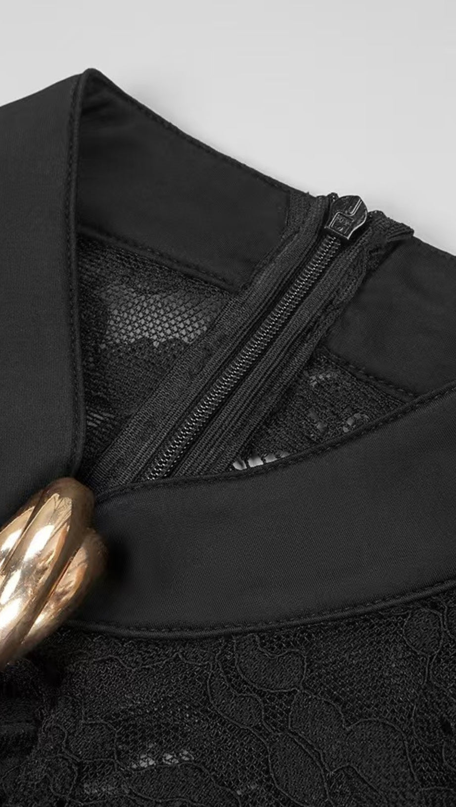 SULTRY BLACK LACE CHEONGSAM GOWN WITH RUCHED WAIST AND MANDARIN COLLAR