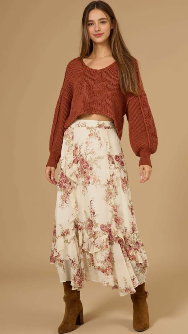 AIIZIE ISABELLA FLORAL MIDI SKIRT - product image