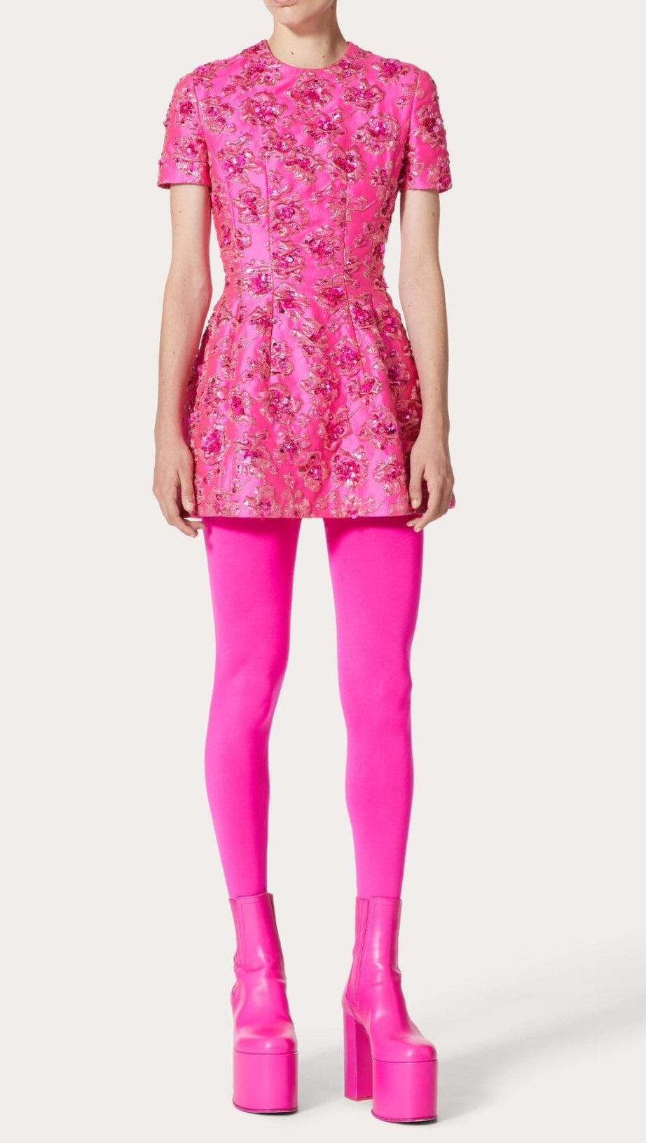 JACQUARD FLORAL MINI DRESS