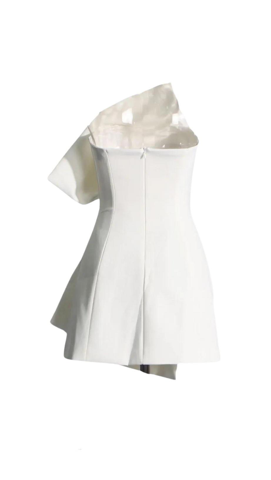 EVANGELINE STRAPLESS BOW MINI DRESS IN WHITE