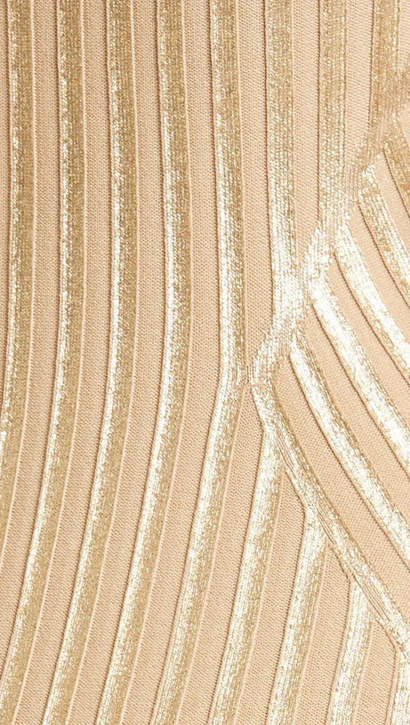 Gerti – Figurbetontes Midikleid mit Folienrippenmuster in Gold