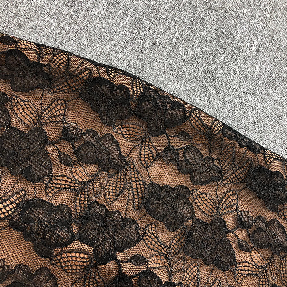 AIIZIE CARLIN LAYER LACE MAXI DRESS IN BLACK - product image