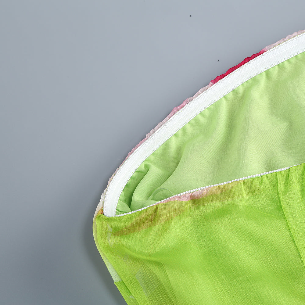 AIIZIE STRAPLESS SILK MAXI DRESS IN LIME ANTHURIUM - product image