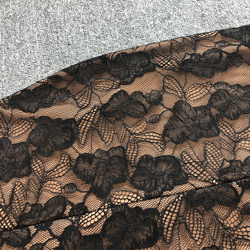 AIIZIE CARLIN LAYER LACE MAXI DRESS IN BLACK - product image