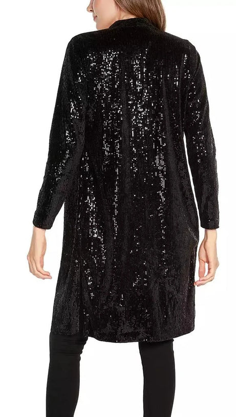 Black Label Damen-Staubmantel aus Stretch-Samt mit Pailletten