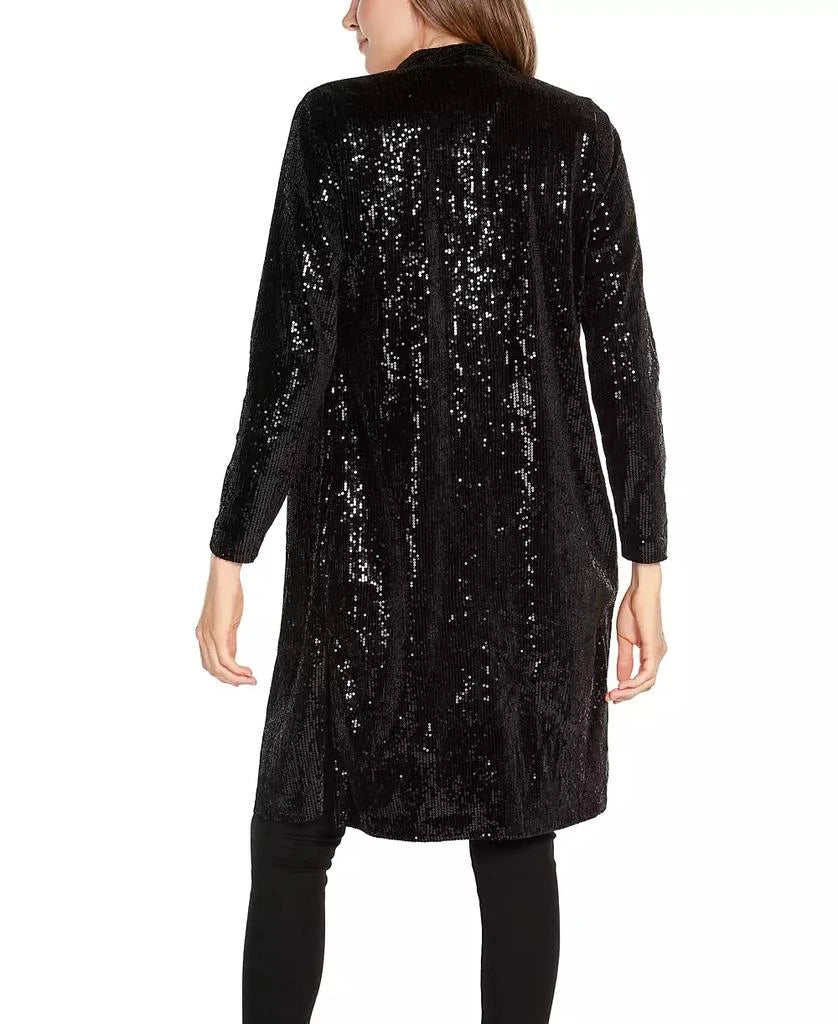 AIIZIE BLACK LABEL WOMEN'S STRETCH VELVET SEQUIN KNIT DUSTER TOP - product image