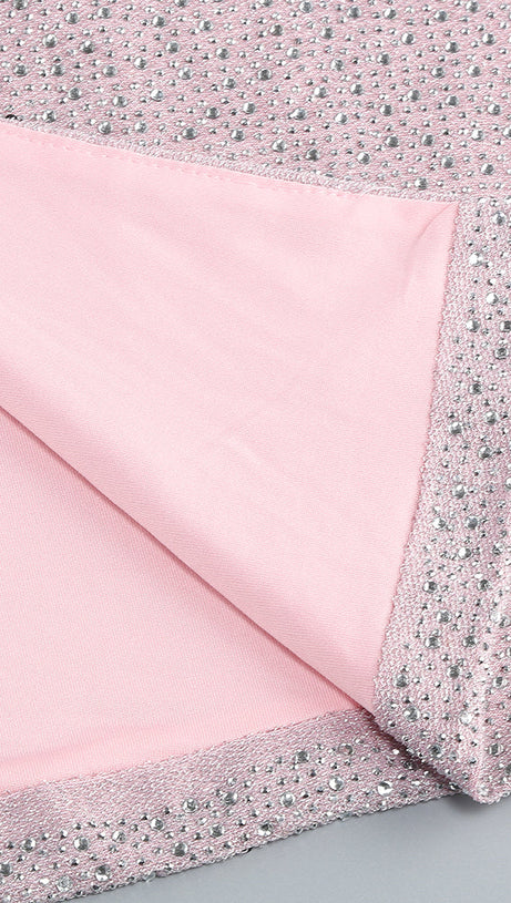 HALTER BACKLESS CRYSTAL EMBELLISHED MAXI DRESS IN PINK