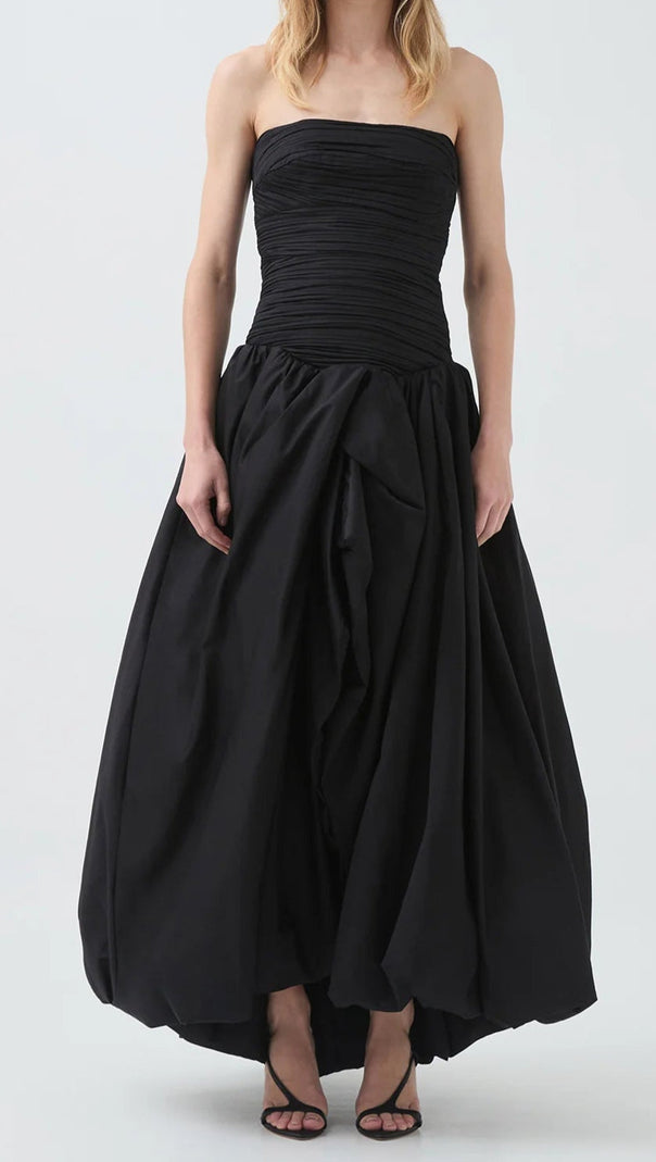 AIIZIE NANCY BUBBLE HEM MAXI DRESS IN BLACK - product image