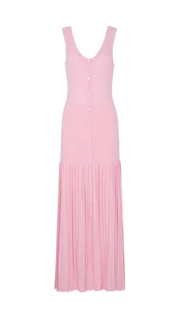 AIIZIE Jackie Pink Ribbed Knit Maxi Dress & Cardigan Set - Effortless Style & Comfort for Women - product image