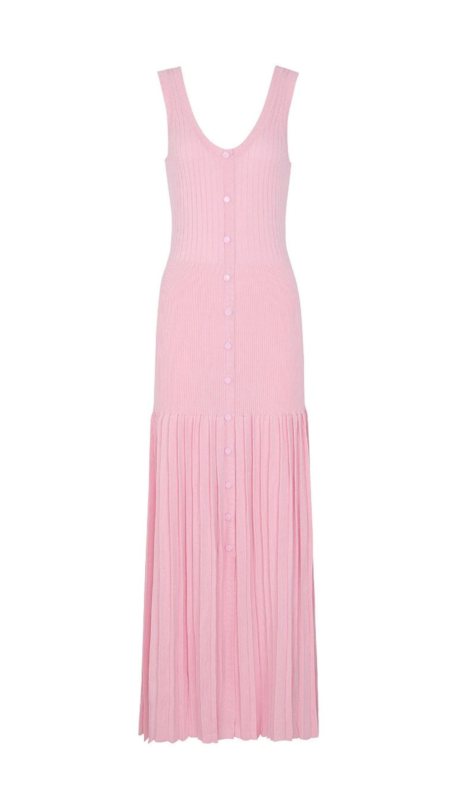 Jackie Pink Ribbed Knit Maxi Dress & Cardigan Set - Effortless Style & Comfort for Women