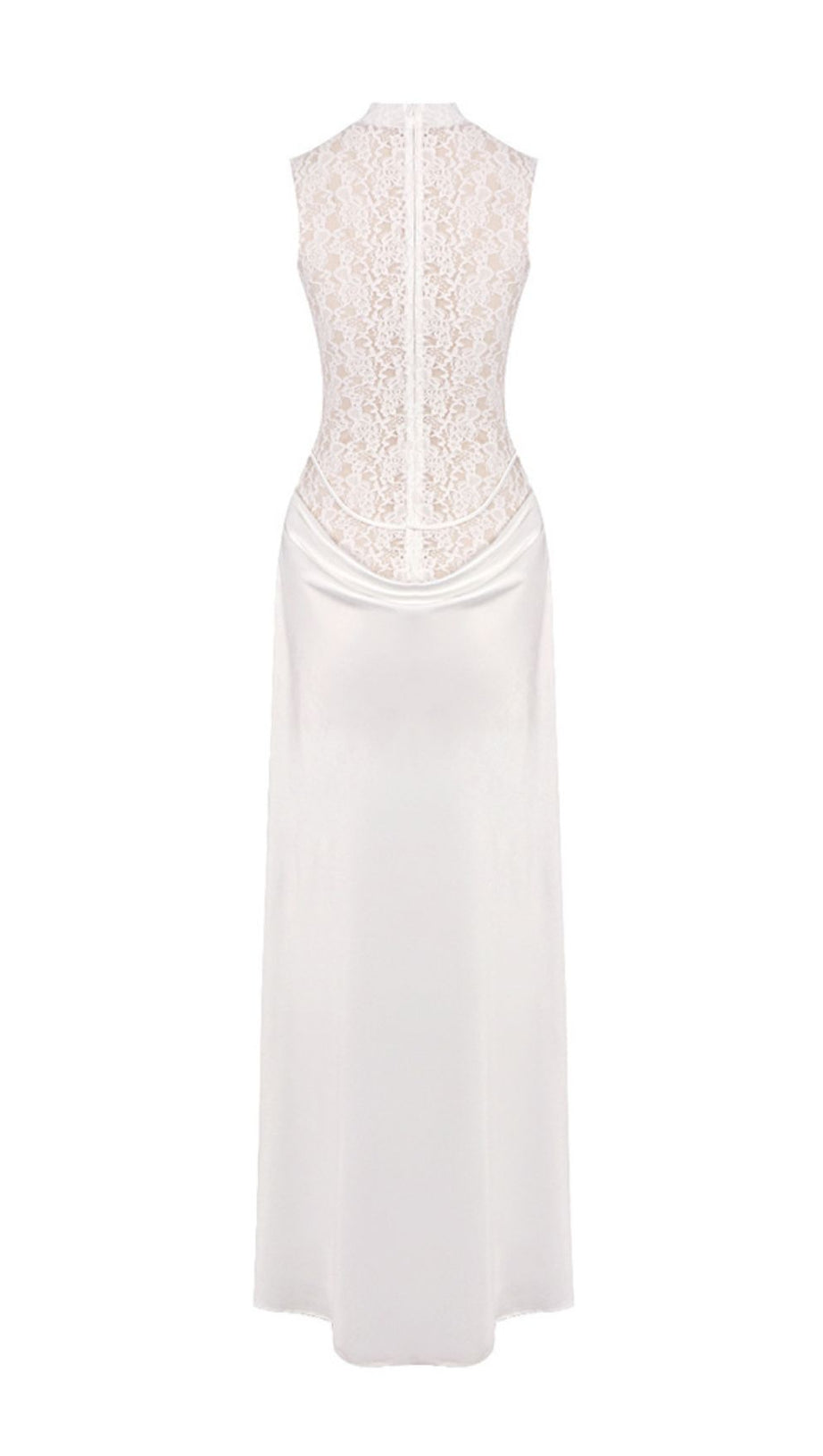 Jazmín Ethereal White Lace & Satin Maxi Dress - Modern Bridal, Gala & Special Occasion Gown