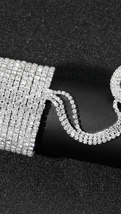 DEDRICK MULTI-LAYER RHINESTONE INTERFINGER BRACELET