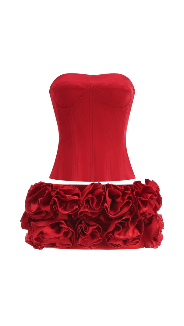 AIIZIE CLEGG RED CORSET FLOWER TWO-PIECE SET - product image