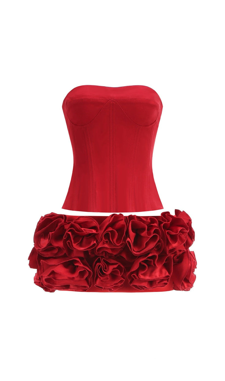 SET DUE PEZZI CON CORSETTO ROSSO E FIORI CLEGG