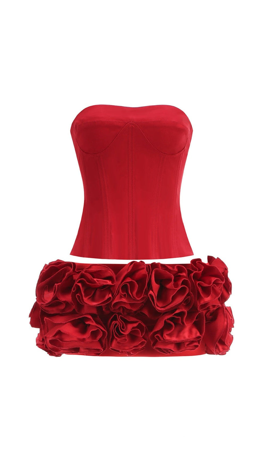 CLEGG RED CORSET FLOWER TWO-PIECE SET