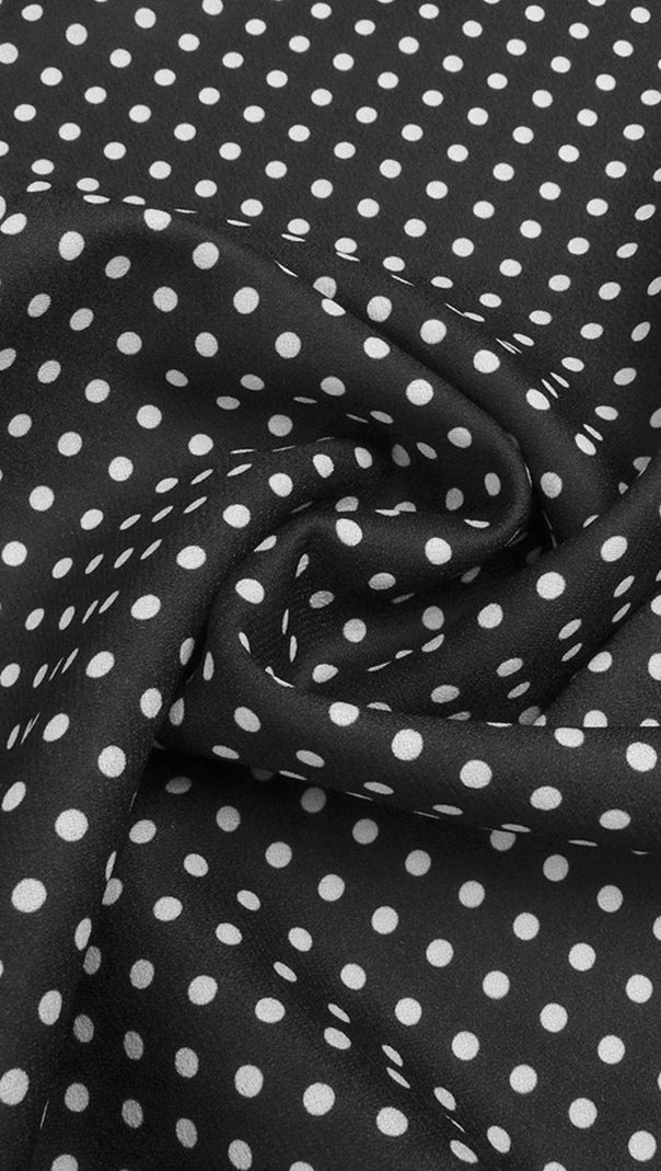 AIIZIE CHIC SHEER POLKA DOT LONG SLEEVE MAXI DRESS - BLACK - product image