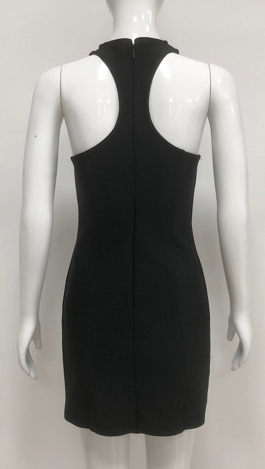 Ärmelloses, kragenloses Bandage-Minikleid in Schwarz