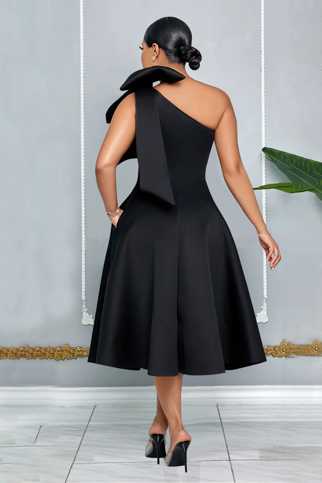 ARABELLE BOW MIDI DRESS