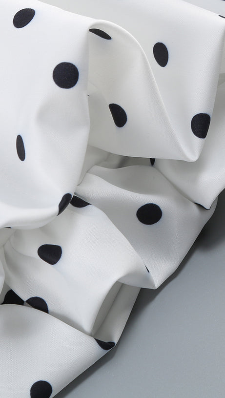 BLACK AND WHITE BEADED MINI DRESS