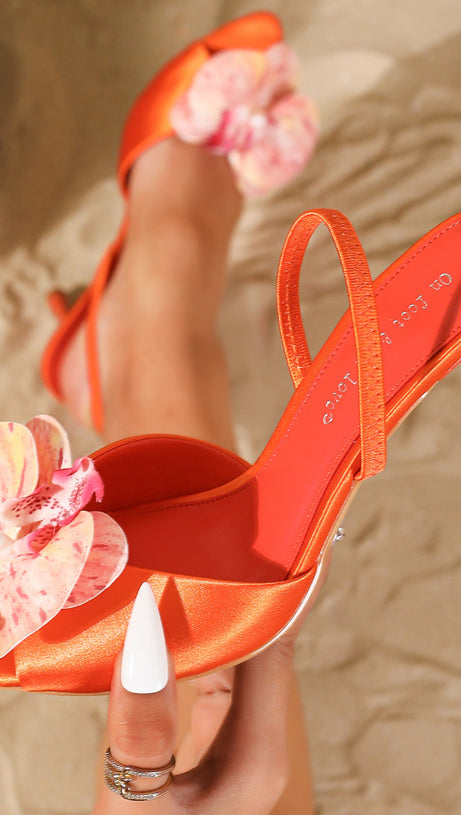 SANDALI CON CINTURINO ALLA CAVIGLIA FLOREALE ARANCIONE VIBRANTE DA DONNA HOLLACE